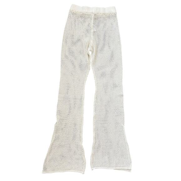L*Space Women’s Los Cabos High Drawstring Waist Crochet Mesh Knit Flare Pants XS - Picture 6 of 12